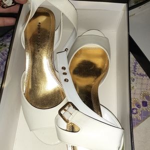 Apostrophe White Wedge Sandal